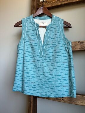 Cotelac Fish Print Sleeveless Cotton Top – Size 0